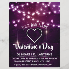 Valentine's Day Heart Lanterns Bar Event Flyer