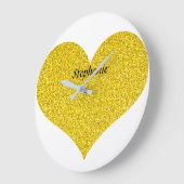 Valentine's Day Heart Monogram Gold Glitzer 2022 Große Wanduhr (Winkel)