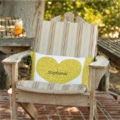 Valentine's Day Heart Monogram Gold Glitzer 2022 Kissen Für Draußen (Stuhl )