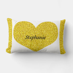 Valentine's Day Heart Monogram Gold Glitzer 2022 Lendenkissen