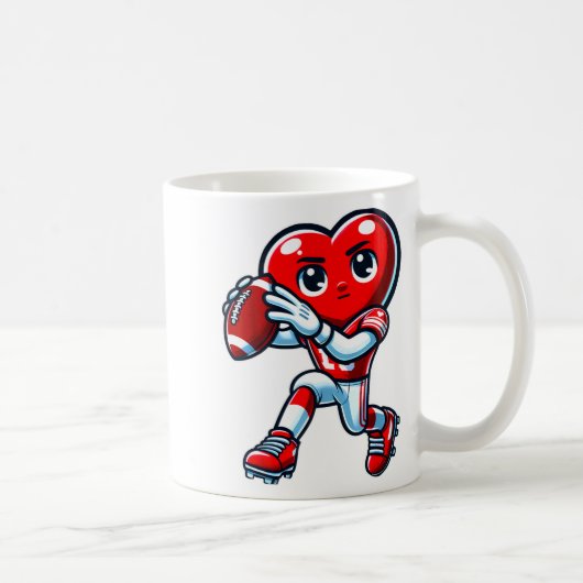 Valentines Day Heart Quarterback Football Srts Kaffeetasse (Rechts)