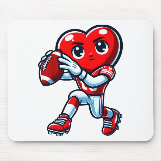 Valentines Day Heart Quarterback Football Srts  Mousepad (Vorne)