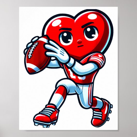 Valentines Day Heart Quarterback Football Srts Poster (Vorne)