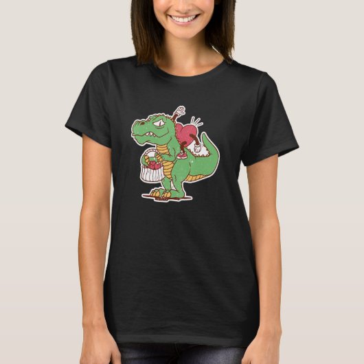 Valentines Day Heart Riding Dinosaur Rex  V Day Sa T-Shirt (Vorderseite)