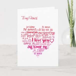 Valentine's Day Heart Word-Cloud Verlobter Feiertagskarte