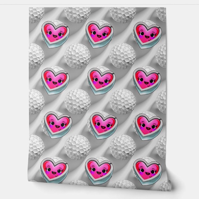 Valentine's Day Hearts and Golf Balls Wallpaper Tapete (Abrollen)
