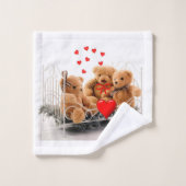 Valentine's Day Hearts and Teddy Bears Towel Set (Waschlappen)