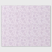 Valentines Day Hearts Candy Lollipop Preppy Lilac Geschenkpapier (Flach)