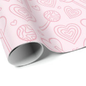 Valentines Day Hearts Candy Lollipop Preppy Pink Geschenkpapier (Rolleneckpunkt)