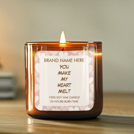 Valentine's Day Hearts Custom Candle Labels  Quadratischer Aufkleber