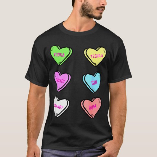 Valentines Day Hearts Drinking Liquor Lovers Anti T-Shirt (Vorderseite)
