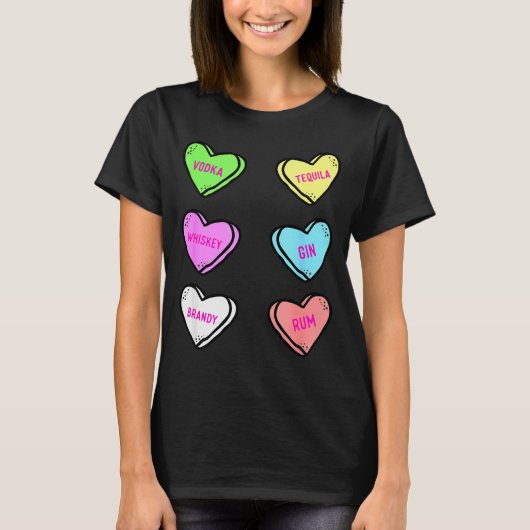 Valentines Day Hearts Drinking Liquor Lovers Anti T-Shirt (Vorderseite)