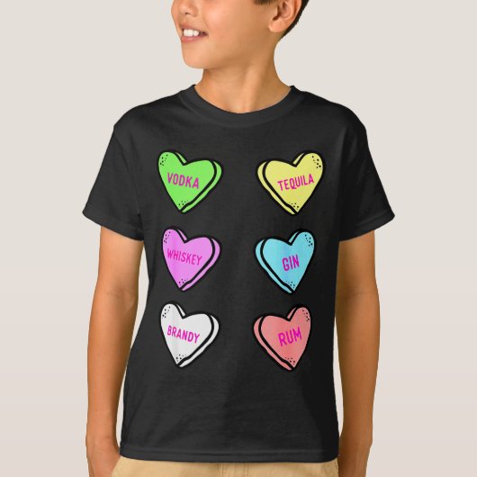Valentines Day Hearts Drinking Liquor Lovers Anti T-Shirt (Vorderseite)