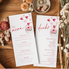 Valentines Day Hearts Food and Drinks Menu Card