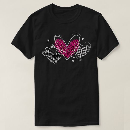 Valentine's Day Hearts Hahnentrittmuster, Zebra, P T-Shirt (Design vorne)