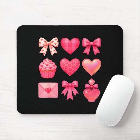 Valentines Day Hearts Leopard Coquette Bow Party W Mousepad (Mit Mouse)