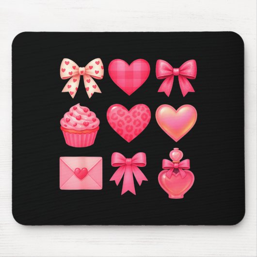 Valentines Day Hearts Leopard Coquette Bow Party W Mousepad (Vorne)