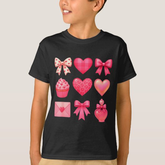 Valentines Day Hearts Leopard Coquette Bow Party W T-Shirt (Vorderseite)