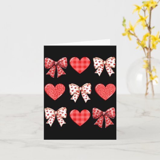 Valentines Day Hearts Leopard Coquette Bow Women G Karte (Gelbe Blume)