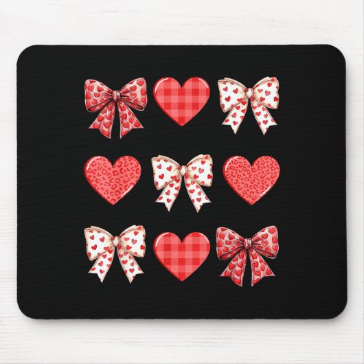 Valentines Day Hearts Leopard Coquette Bow Women G Mousepad (Vorne)