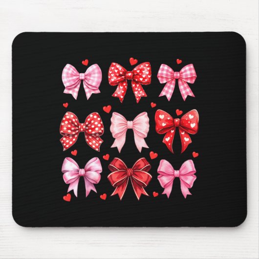 Valentines Day Hearts Leopard Coquette Bow Women G Mousepad (Vorne)