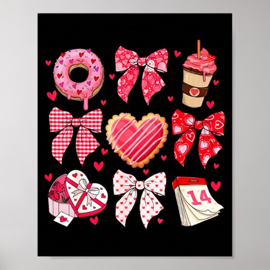 Valentines Day Hearts Leopard Coquette Bow Women G Poster (Vorne)
