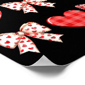 Valentines Day Hearts Leopard Coquette Bow Women G Poster (Ecke)