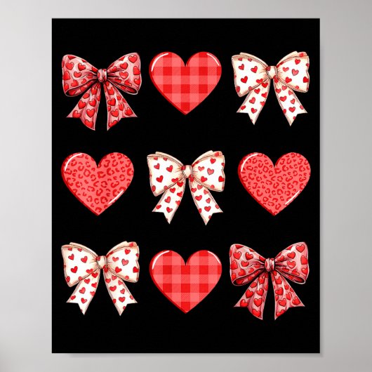 Valentines Day Hearts Leopard Coquette Bow Women G Poster (Vorne)