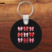 Valentines Day Hearts Leopard Coquette Bow Women G Schlüsselanhänger (Vorderseite)