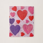 Valentine's Day Hearts Muster in Pink Lila Red Puzzle (Vertikal)