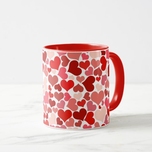 Valentine's Day Hearts Pattern Tasse (VorderseiteRechts)