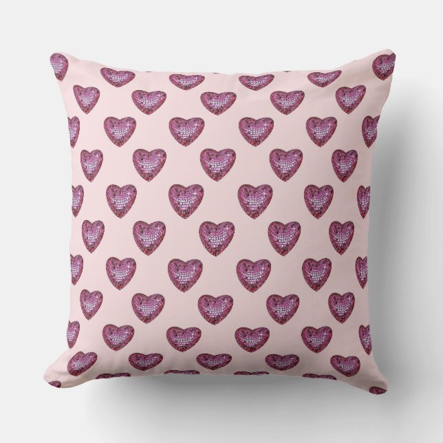 Valentine's Day Hearts Pink Disco Ball Hearts Kissen (Vorderseite)