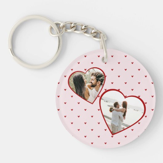 Valentine's Day Hearts Red Photo Collage Schlüsselanhänger (Vorderseite)