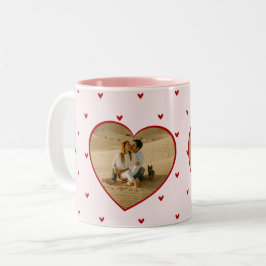Valentine's Day Hearts Red Pink Photo Zweifarbige Tasse