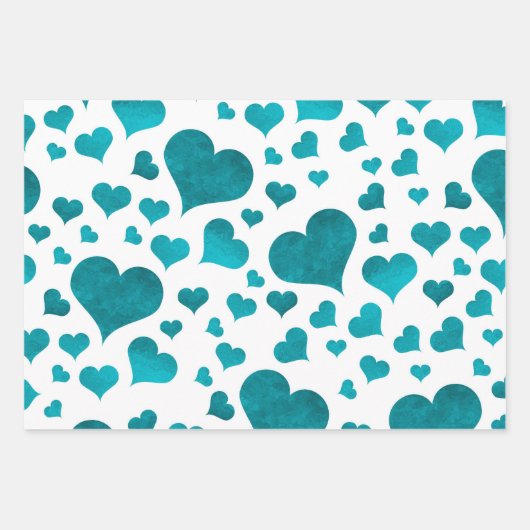 Valentine's Day Hearts Wrapping Paper - Blue Geschenkpapier Set (Vorderseite 2)