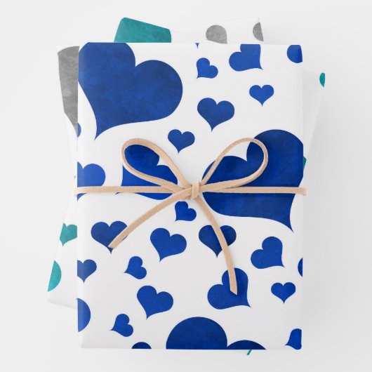 Valentine's Day Hearts Wrapping Paper - Blue Geschenkpapier Set (Beispiel)
