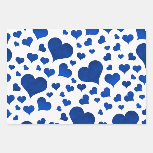 Valentine's Day Hearts Wrapping Paper - Blue Geschenkpapier Set (Vorderseite)