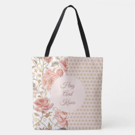 Valentine's Day, Hug and Kisses,Flowers,Gold Pixel Tasche