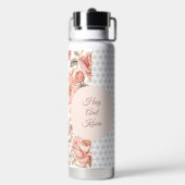 Valentine's Day,Hug and Kisses, Flowers,Gold Pixel Trinkflasche (Hinten)