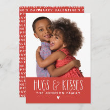 Valentine's Day Hugs Kisses Foto Holiday Card