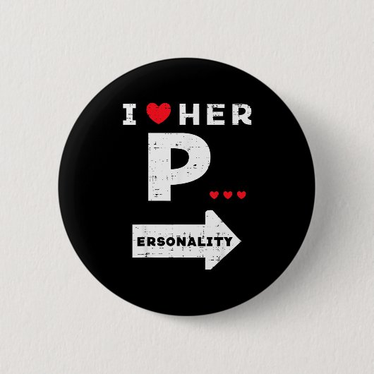 Valentines Day I Love Her Ity Matching Couple Men Button (Vorderseite)