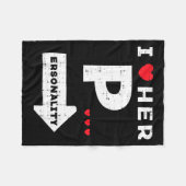 Valentines Day I Love Her Ity Matching Couple Men Fleecedecke (Vorderseite (Horizontal))