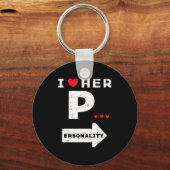 Valentines Day I Love Her Ity Matching Couple Men  Schlüsselanhänger (Vorderseite)