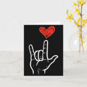 Valentines Day I Love You Hand Sign Asl Heart Wome Karte (Gelbe Blume)