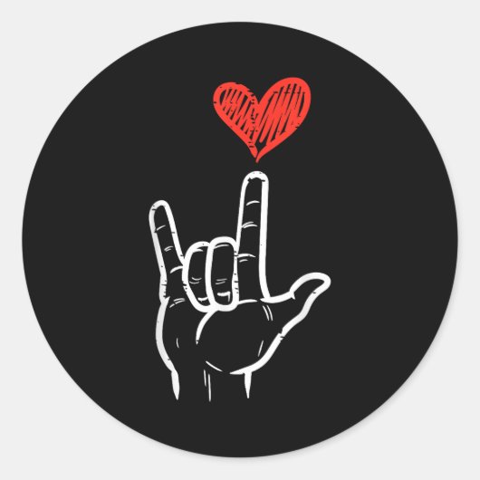 Valentines Day I Love You Hand Sign Asl Heart Wome Runder Aufkleber (Vorderseite)