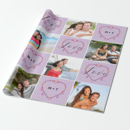 Valentine's Day Initials Liebe FotoCollage Geschenkpapier