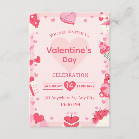 Valentine's Day Invitation Card Einladung (Vorderseite)