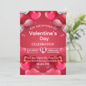 Valentine's Day Invitation Card Einladung (Stehend Vorderseite)