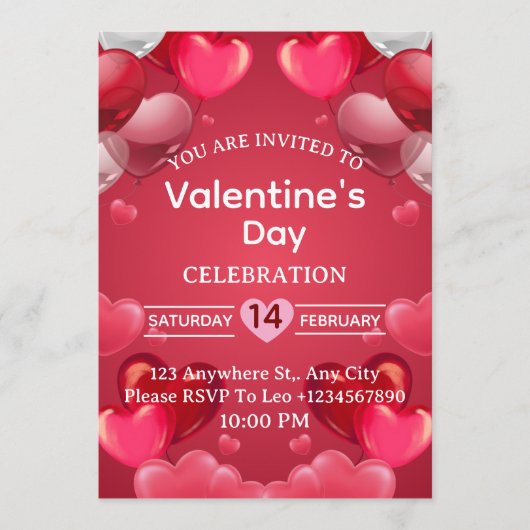 Valentine's Day Invitation Card Einladung (Vorderseite)