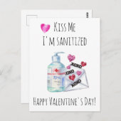 Valentine's Day Kiss me I'm Sanitized Quarantine Postkarte (Vorne/Hinten)